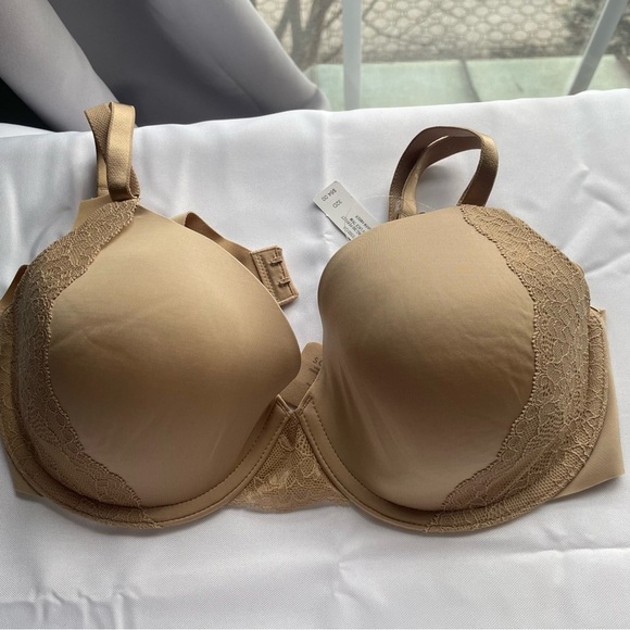 Soma 32D Vanishing 360 Perfect Coverage Lace Bra Warm Amber NWT Smoothing Back - Picture 1 of 7